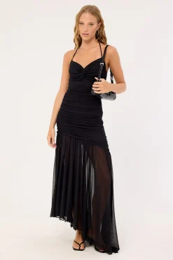 Mae Recycled Mesh Maxi Dress Black