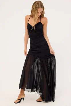 Mae Recycled Mesh Maxi Dress Black