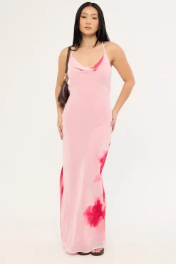 Magnolia Bloom Maxi Dress Pink Print