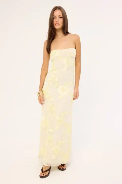 Mai Strapless Maxi Dress Butter Yellow