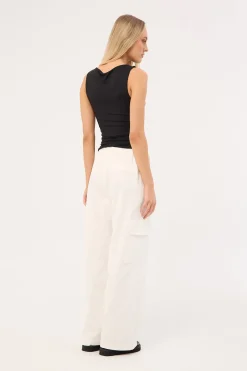 Maisy Mid Rise Cargo Pant White