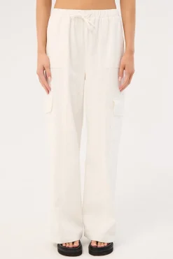 Maisy Mid Rise Cargo Pant White