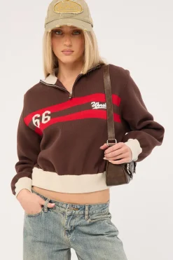 Major League 1/4 Zip Knit Chocolate
