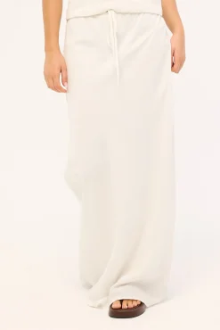 Malibu Linen Maxi Skirt White