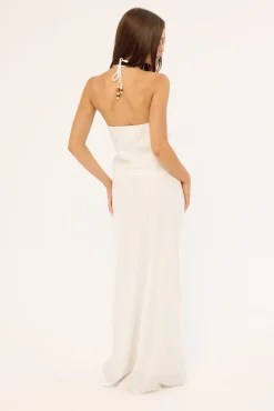 Malibu Linen Maxi Skirt White