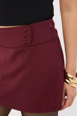 Marcia Mid Rise Mini Skirt Burgundy