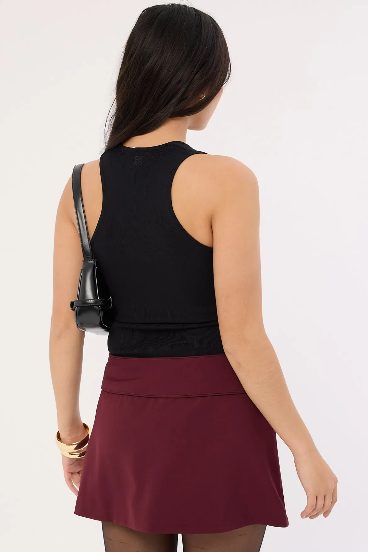 Marcia Mid Rise Mini Skirt Burgundy