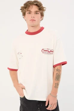 Marinara Heavyweight Ringer Easy Tee Off White