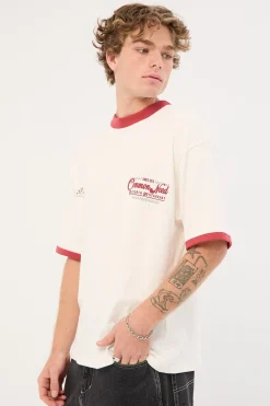 Marinara Heavyweight Ringer Easy Tee Off White