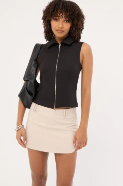 Maris Sleeveless Zip Through Top Black