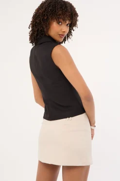 Maris Sleeveless Zip Through Top Black