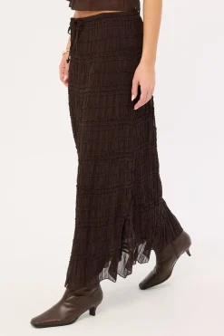 Marisole Gathered Maxi Skirt Choc