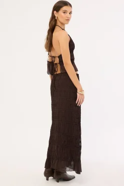 Marisole Gathered Maxi Skirt Choc