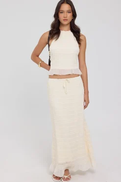 Marisole Gathered Maxi Skirt Cream