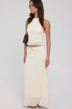 Marisole Gathered Maxi Skirt Cream