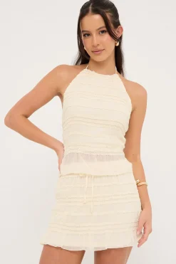 Marisole Gathered Mini Skirt Cream