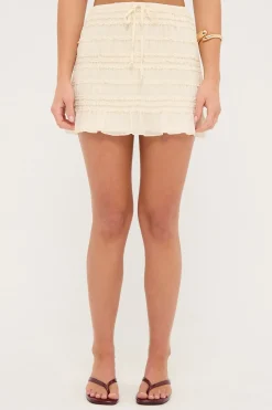 Marisole Gathered Mini Skirt Cream