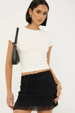 Marisole Gathered Mini Skirt Black