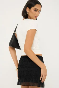 Marisole Gathered Mini Skirt Black