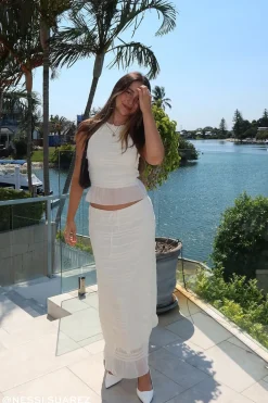 Marisole Halter Gathered Tie Top Cream