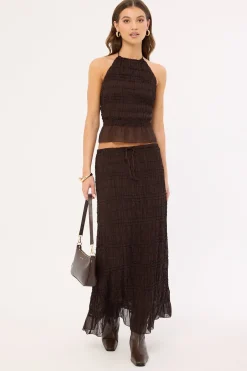 Marisole Halter Gathered Tie Top Brown
