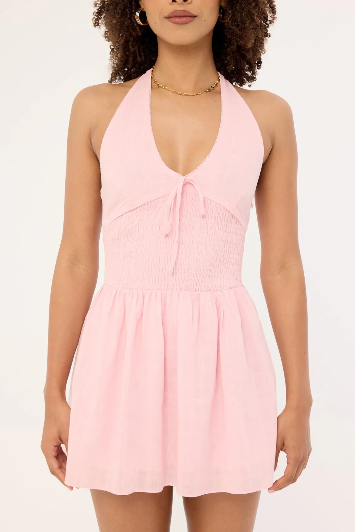 Marni Shirred Halter Mini Dress Pink