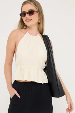 Marybelle Halter Open Back Top Cream