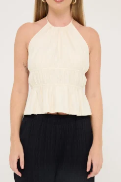 Marybelle Halter Open Back Top Cream