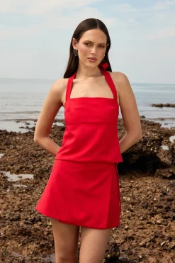 Matisse Buckle Skort Red