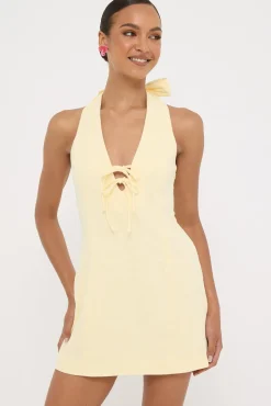 Menorca Halter Mini Dress Lemon