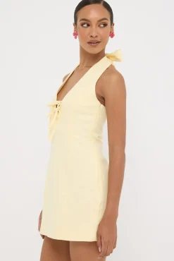 Menorca Halter Mini Dress Lemon