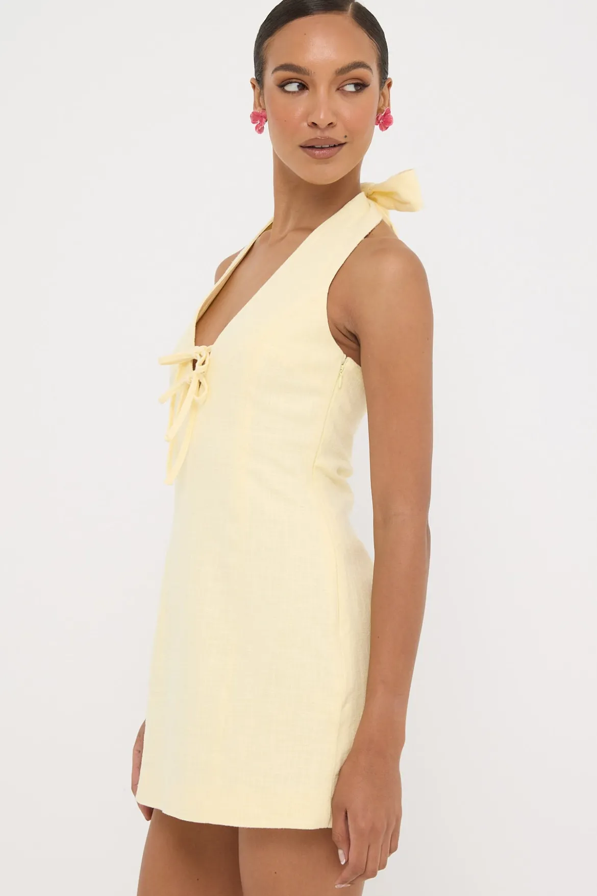 Menorca Halter Mini Dress Lemon