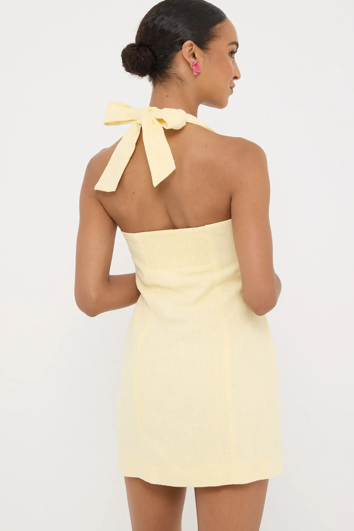 Menorca Halter Mini Dress Lemon