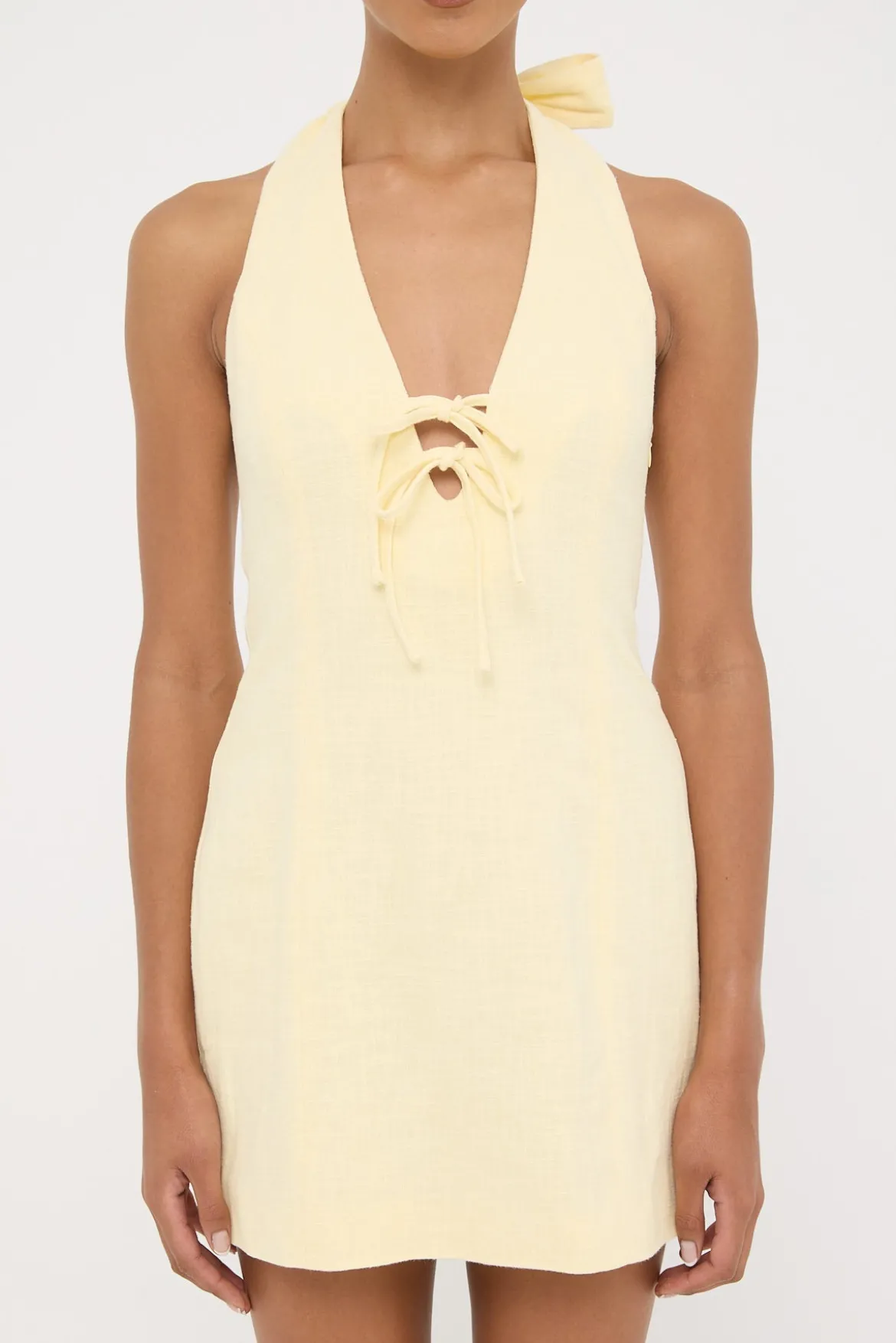 Menorca Halter Mini Dress Lemon
