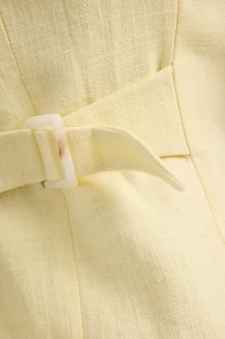 Menorca High Neck Linen Mini Dress Lemon