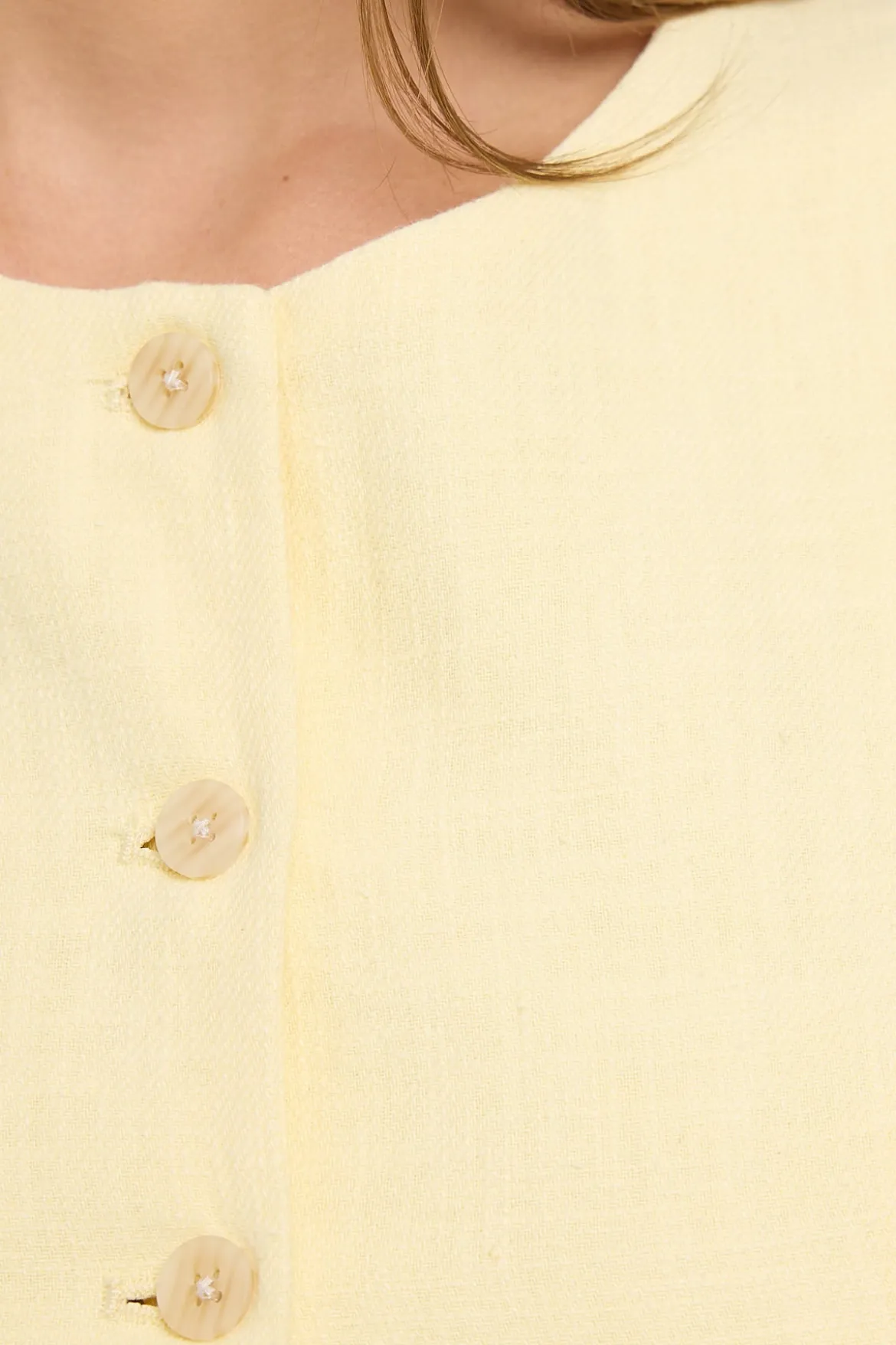Menorca High Neck Linen Mini Dress Lemon
