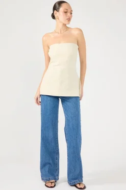MENORCA LINEN SPECKLE STRAPLESS TOP Oat