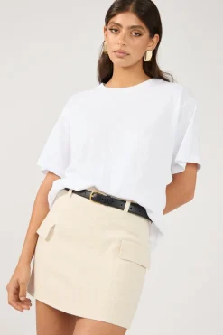 MENORCA LINEN SPECKLE TAILORED SKIRT Oatmeal