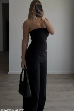 Menorca Linen Strapless Top Black