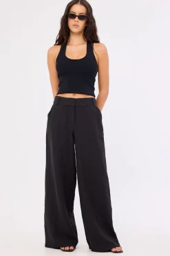 Menorca Low Rise Linen Pant Black
