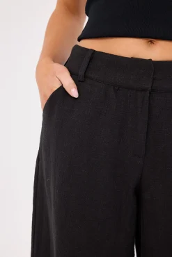Menorca Low Rise Linen Pant Black