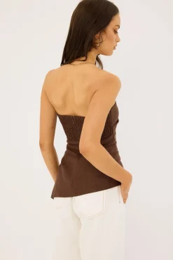 Menorca Strapless Asymmetrical Top Chocolate