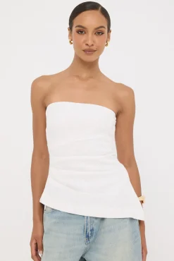 Menorca Strapless Asymmetrical Top White