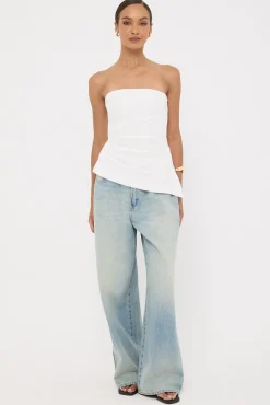 Menorca Strapless Asymmetrical Top White