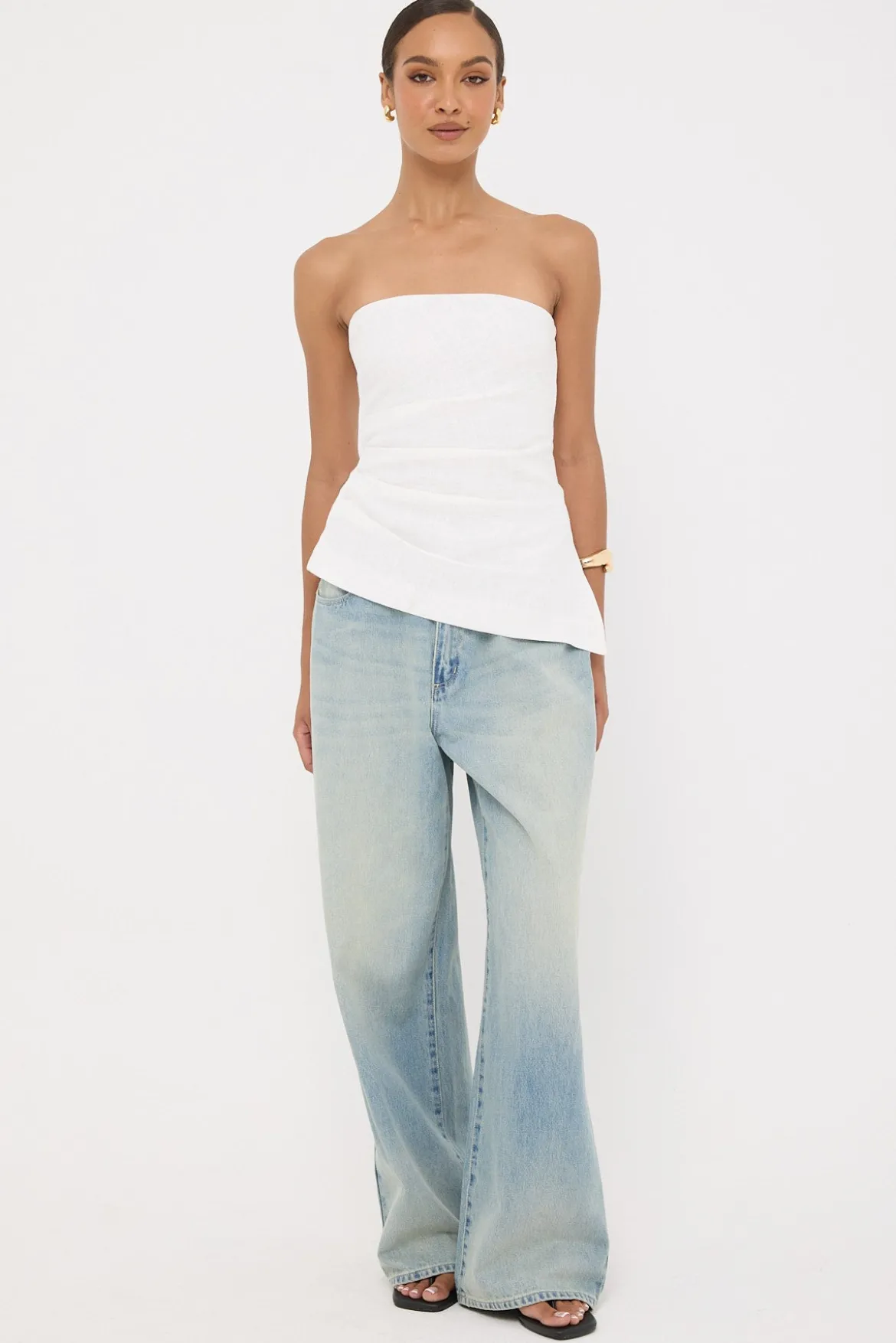 Menorca Strapless Asymmetrical Top White