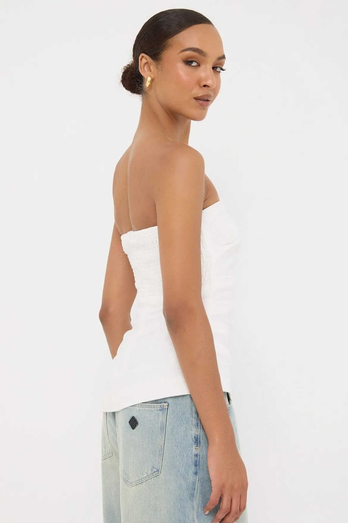Menorca Strapless Asymmetrical Top White