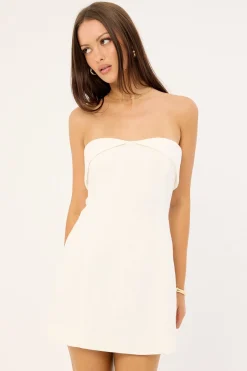 Menorca Strapless Linen Mini Dress White