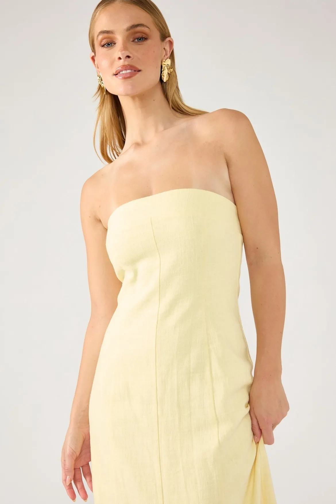 Menorca Strapless Maxi Dress Yellow