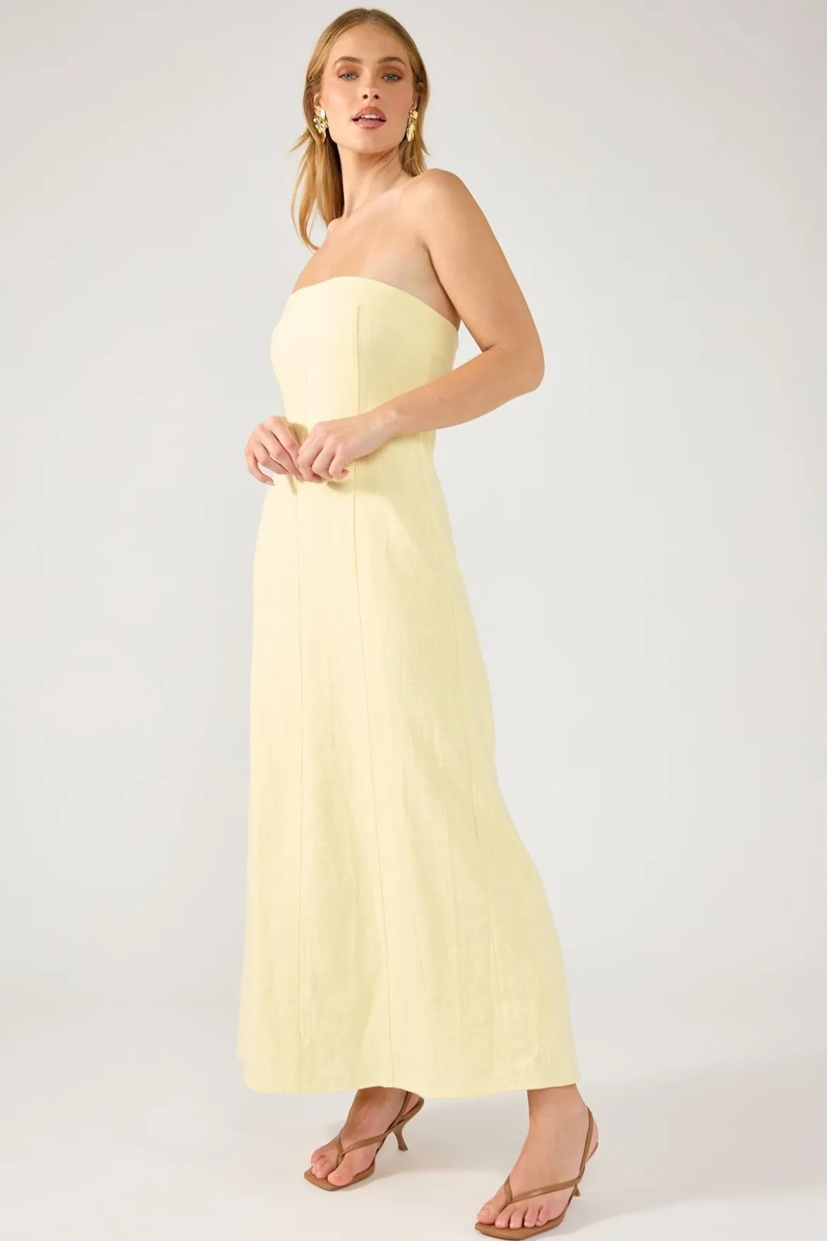 Menorca Strapless Maxi Dress Yellow