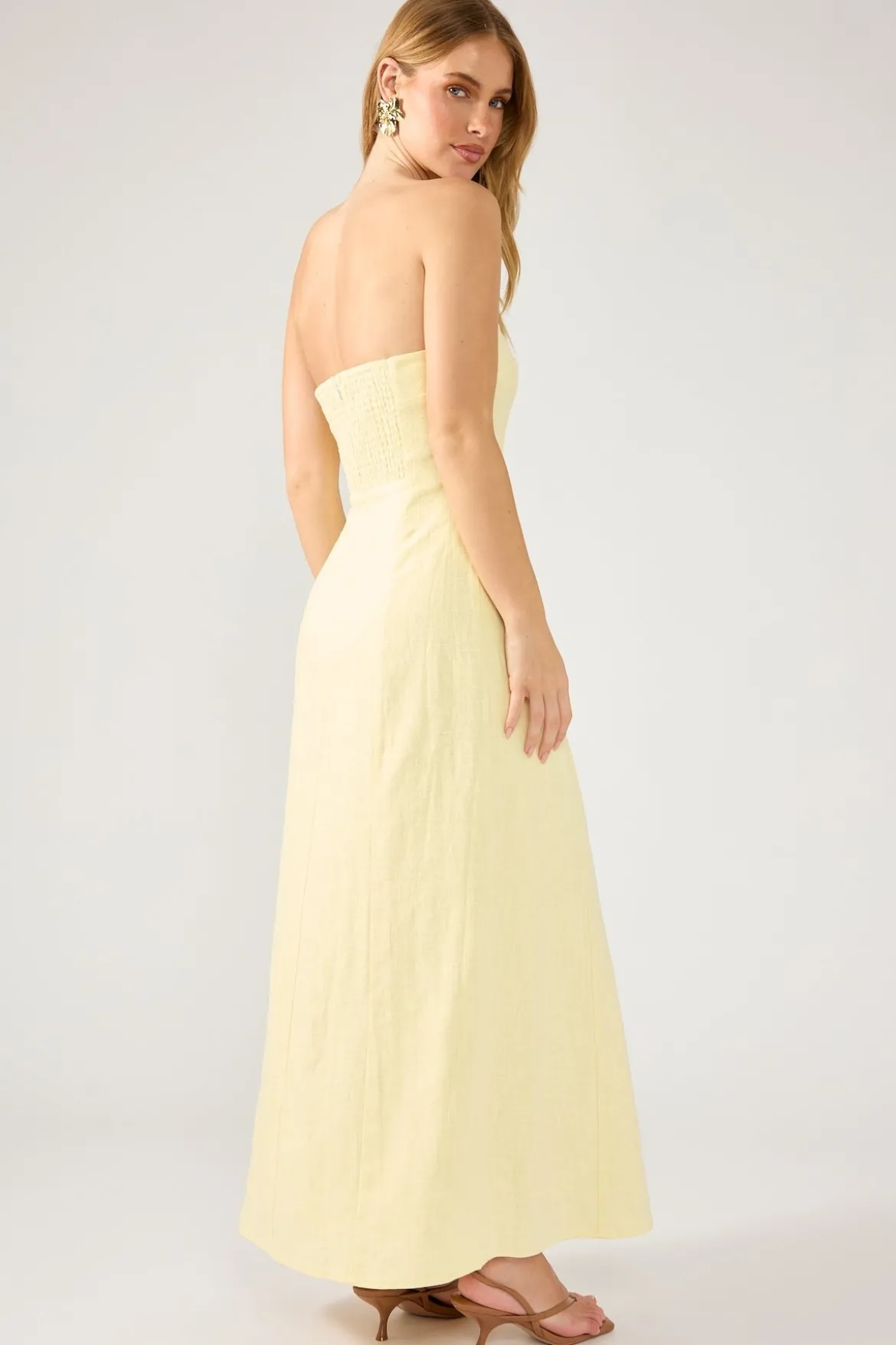 Menorca Strapless Maxi Dress Yellow